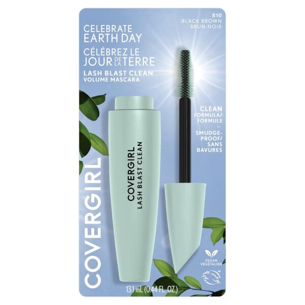 CoverGirl Lash Blast Clean Volume Mascara, Vegan Formula, Volumizing, Smudge-Proof, Cruelty Free, Black Brown, 1 Count