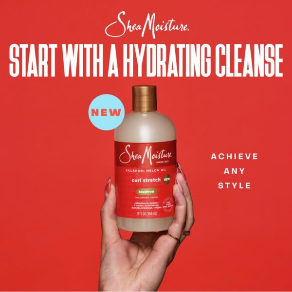 SheaMoisture Curl Stretch Shampoo, Conditioner, Volume Cream, and Refresher Spray with Kalahari Melon Oil and Hyaluronic Serum - Hydrates, Repairs Breakage, Detangles, Minimizes Shrinkage, 4 Pack