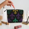 Linen Makeup Bag For Women, Waterproof Travel Cosmetic Organizer Lightweight Zipper Travel Toiletry Bag Organizer 3d Fleur De Lis Mardi Gras Makeup Brushes Storage Bag