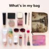 Linen Makeup Bag For Women, Waterproof Travel Cosmetic Organizer Lightweight Zipper Travel Toiletry Bag Organizer Paris Eiffel Tower Makeup Brushes Storage Bag
