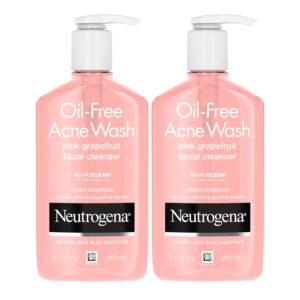 Neutrogena Oil-Free Pink Grapefruit Pore Cleansing Acne Wash and Daily Liquid Facial Cleanser with 2% Salicylic Acid Acne Medicine and Vitamin C, Twin Pack, 9.1 fl. oz, 2 Pack