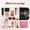 Linen Makeup Bag For Women, Waterproof Travel Cosmetic Organizer Lightweight Zipper Travel Toiletry Bag Organizer Abstract X-Ray Skull Skeleton Playing Guitar Makeup Brushes Storage Bag