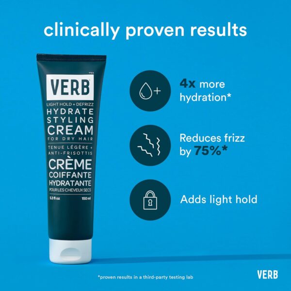 VERB Hydrate Styling Cream - Smooth + Reduce Frizz for Dry + Frizzy Hair - Amber + Warm Jasmine Scent