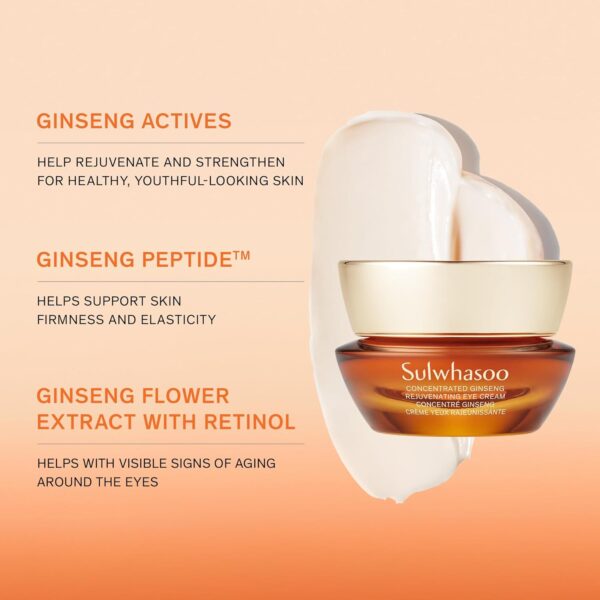 Sulwhasoo Concentrated Ginseng Rejuvenating Eye Cream- Korean Ginseng & Peptide Anti-Aging Under Eye Cream for Wrinkes, Puffiness, Dark Circles & Radiance, 0.50 fl. oz.