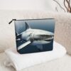 Linen Makeup Bag For Women, Waterproof Travel Cosmetic Organizer Lightweight Zipper Travel Toiletry Bag Organizer 3d Shark Fish Makeup Brushes Storage Bag