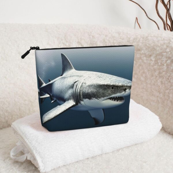 Linen Makeup Bag For Women, Waterproof Travel Cosmetic Organizer Lightweight Zipper Travel Toiletry Bag Organizer 3d Shark Fish Makeup Brushes Storage Bag