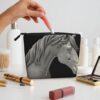 Linen Makeup Bag For Women, Waterproof Travel Cosmetic Organizer Lightweight Zipper Travel Toiletry Bag Organizer 3d View Horse Makeup Brushes Storage Bag