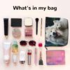 Linen Makeup Bag For Women, Waterproof Travel Cosmetic Organizer Lightweight Zipper Travel Toiletry Bag Organizer White Dog Makeup Brushes Storage Bag