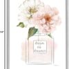 Stupell Industries Dream on Dreamer Phrase Pink Florals Perfume Bottle, Designed by Carol Robinson Gray Framed Wall Art, 11 x 14