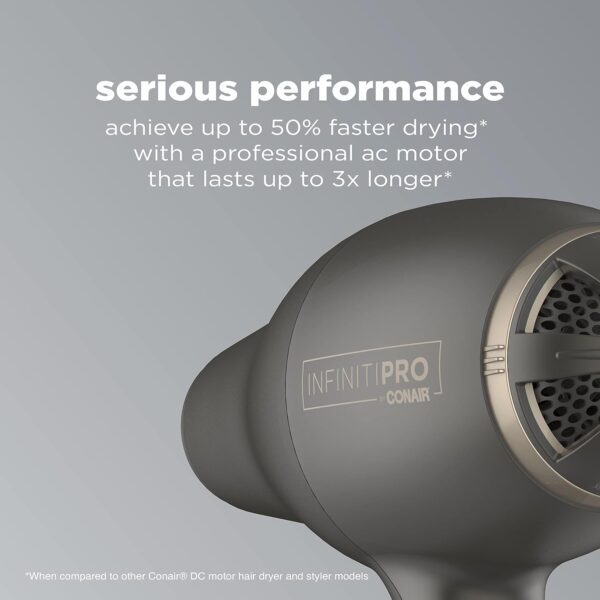 INFINITIPRO BY CONAIR FloMotion Pro Hair Dryer | Personalize Your Drying Experience with Adjustable Airflow | Includes Diffuser and Concentrator