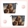 Linen Makeup Bag For Women, Waterproof Travel Cosmetic Organizer Lightweight Zipper Travel Toiletry Bag Organizer Two Lions Makeup Brushes Storage Bag