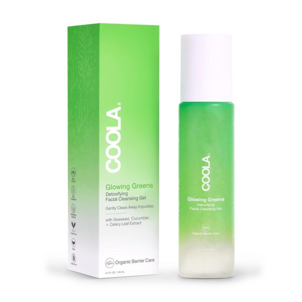 COOLA Organic Glowing Greens Facial Cleanser, Dermatologist Tested Skin Barrier Protection with Aloe Vera Juice, Vegan and Gluten Free