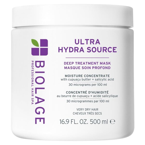 Biolage Ultra Hydra Source Deep Treatment Mask - Intense Hydration, For Very Dry Hair, with Micro-dosed with Cupuaçu Butter & Salicylic Acid, Vegan & Paraben-Free