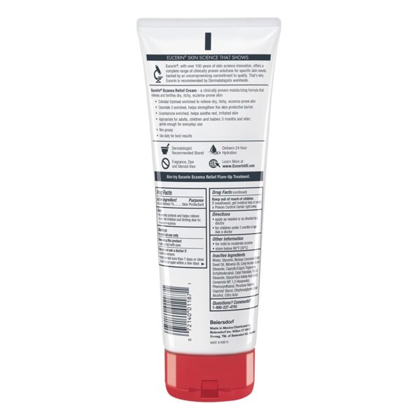 Eucerin Eczema Relief Cream, Full Body Lotion, Moisturizing Eczema Cream with Colloidal Oatmeal (Skin Protectant) and Ceramide 3, 8 Oz Tube