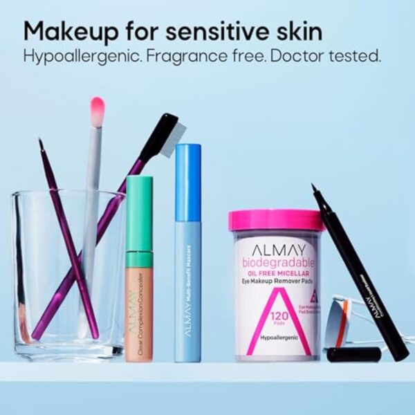 Almay Mascara, Volume, Length, Definition & Conditioning, Multi-Benefit Eye Makeup, Hypoallergenic and Fragrance-Free, 501 Blackest Black