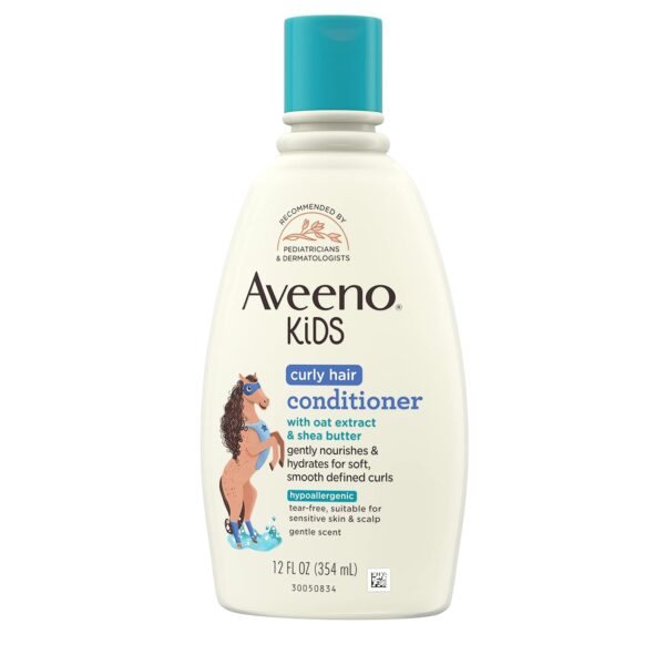 Aveeno Kids Curly Hair Conditioner, Hydrating Conditioner, Kids Curly Hair Products, Oat Extract & Shea Butter, Gentle Scent, 12 fl. oz (Pack of 1)