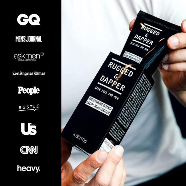 RUGGED & DAPPER - Age Defense Face Moisturizer for Men | 4oz | Hydrating Mens Face Lotion | Unscented + Anti- Aging Formula for Clear Skin | Natural Ingredients | Made in USA