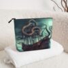 Linen Makeup Bag For Women, Waterproof Travel Cosmetic Organizer Lightweight Zipper Travel Toiletry Bag Organizer Octopus Ship Makeup Brushes Storage Bag