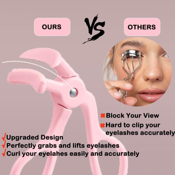 Eyelash Curlers - Plastic Eyelash Curler with Silicone Refill Pads Premium Cute Small Eye Lash Curler for No Pinching or Pulling Lash Curler for Women Girls Eyelash Makeup, Pink