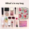 Linen Makeup Bag For Women, Waterproof Travel Cosmetic Organizer Lightweight Zipper Travel Toiletry Bag Organizer Watercolor Tulip Makeup Brushes Storage Bag