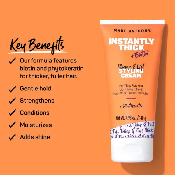 Marc Anthony Instantly Thick Styling Hair Cream (2-Pack) - Vitamin E & Biotin for Thicker, Fuller Hair with Lightweight Hold - Volumizing Product for Thin, Flat Hair