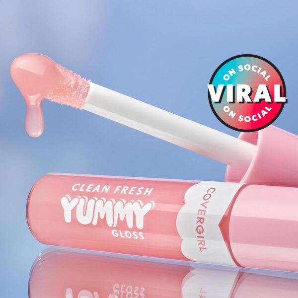 COVERGIRL Clean Fresh Yummy Lip Gloss, Sunshine Rays, W&F, Hydrating, Non-Sticky, Hyaluronic Acid, Glassy Shine, 0.33oz