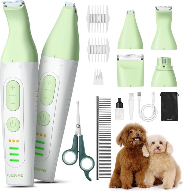 Dog Grooming Kit, 4 in 1 Pet Clippers for Grooming Supplies, Cordless Dog Paw Trimmer Nail Grinder, Professional Long Hair Shaver for Matted Hair Cat Small Dogs Thick Coats