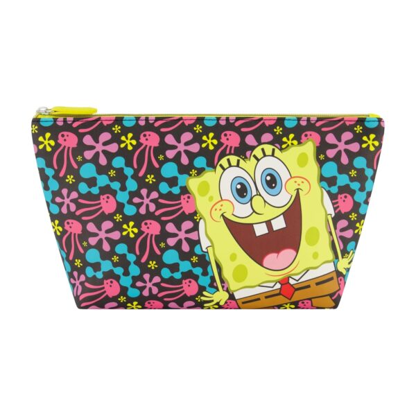 Concept One SpongeBob SquarePants Travel Makeup Bag, Trapezoid Cosmetic Organizer Pouch for Women, Multi