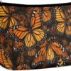 Heaps of Orange Monarch Butterflies Makeup Bag for Women Portable Travel Toiletry Pouch, PU Leather Cosmetic Bag with Zipper