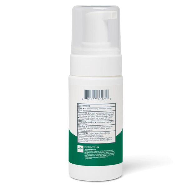Medline Remedy Essentials No-Rinse Foam Cleanser (4 oz Bottle), 24 Count, Unscented, Gentle Body Wash and Shampoo, pH Balanced and Sulfate Free, For Bath, Shower or Bedside Cleaning, Hypoallergenic