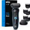Braun Electric Shaver for Men, Series 5 5120s, Wet & Dry Shave, Turbo Shaving Mode, Foil Shaver, Engineered in Germany, with Beard Trimmer & Attachments, Blue