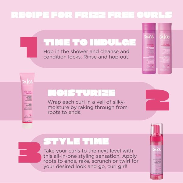 Cake Beauty Gel-to-Foam Styler, The Curl Friend – Volumizing & High Hold Gel to Foam - Flake Free Frizz Control - Infused with Coconut Oil & Shea Butter - For Curly Hair- 6.8 fl oz./ 200 mL