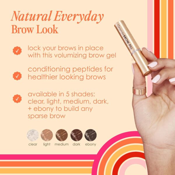 Grande Cosmetics GrandeBROW-FILL Volumizing Brow Gel, Tinted or Clear Eyebrow Mascara, Soft Flexible Hold, Water Resistant