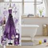 Purple Fashion Shower Curtain Purple Tie-Dye Decor Bath Curtain Modern Fashion Purple Dress Bathroom Decor Romantic Makeup Themed Waterproof Curtain Floral Perfume Print Curtain,72" W x 78" L