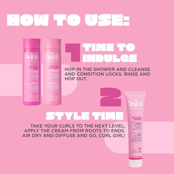 Cake Beauty Curl Defining Cream, The Curl Friend - Moisturizes and Defines Curls – For Frizz Control & Detangling - Avocado Oil, Soybean Oil & Shea Butter – For Curly Hair- 6 Fl Oz / 177 mL