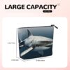 Linen Makeup Bag For Women, Waterproof Travel Cosmetic Organizer Lightweight Zipper Travel Toiletry Bag Organizer 3d Shark Fish Makeup Brushes Storage Bag