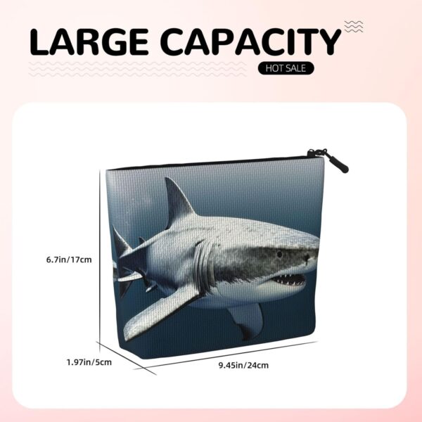 Linen Makeup Bag For Women, Waterproof Travel Cosmetic Organizer Lightweight Zipper Travel Toiletry Bag Organizer 3d Shark Fish Makeup Brushes Storage Bag