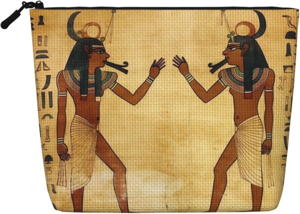 Linen Makeup Bag For Women, Waterproof Travel Cosmetic Organizer Lightweight Zipper Travel Toiletry Bag Organizer Ancient Egyptian Makeup Brushes Storage Bag