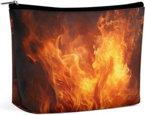 Makeup Bag for Women Cosmetic Bags Roaring Flame Travel Toiletry Bag Cute Zipper Make Up Bags Large Capacity Make Up Case Organizer Portable Makeup Pouch for Travelling Gift