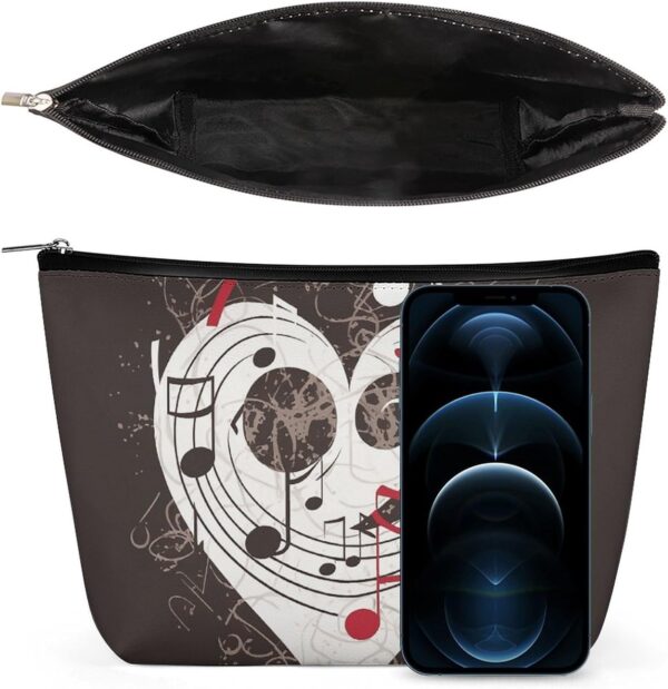Makeup Bag for Women Cosmetic Bags Music Symbols Love Travel Toiletry Bag Cute Zipper Make Up Bags Large Capacity Makeup Case Organizer Portable Makeup Pouch for Travelling Gift
