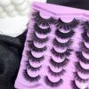 14 Pairs Soft Mink Eyelashes 3D Curl Winged End Eye Elongated Fake Lashes Thick Handmade Natural False Eyelash Messy Cross Lash Wholesale (MX-001)