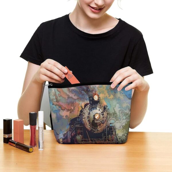 Toiletry Bag for Women Beautiful Steam Train Cosmetic Bag Portable Capacity Travel Makeup Bags with Zipper Lightweight Cute Beauty Makeup Organizer for Traveling, Accessories, Essentials