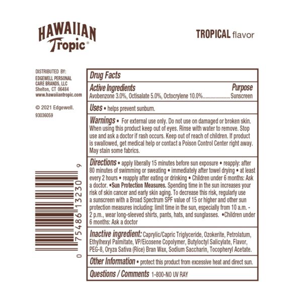 Hawaiian Tropic Tropical Lip Balm SPF 30 | SPF Lip Balm, Beach Essentials, Travel Sunscreen for Lips, Beach Necessities, Summer Essentials, Sunblock for Lips, Sun Protection, 0.14oz (Pack of 10)