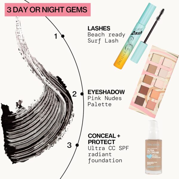 Pacifica Mascara – Surf Lash Eyelash Mascara, Water-Resistant Lash-Defining Formula with Jojoba Oil & Vegan Pectin for Long, Full Lashes, Unique Half-Pipe Twisted Wand, Vegan & Cruelty-Free