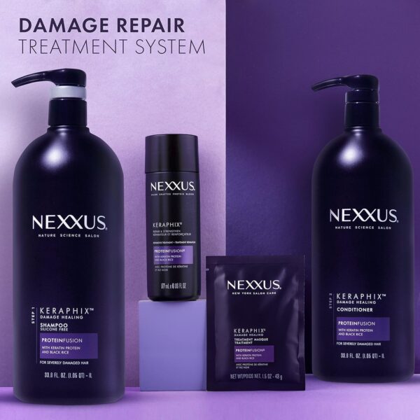 Nexxus Keraphix Shampoo With ProteinFusion for Damaged Hair Keratin Protein, Black Rice, Silicone-Free 33.8 oz