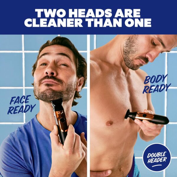 Dollar Shave Club | Double Header Electric Trimmer | Electric Razor with Beard Head & Body Grooming Head