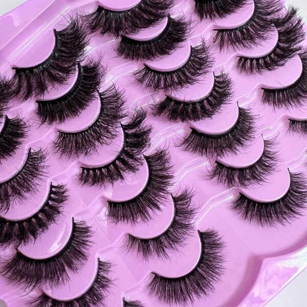 14 Pairs Soft Mink Eyelashes 3D Curl Winged End Eye Elongated Fake Lashes Thick Handmade Natural False Eyelash Messy Cross Lash Wholesale (MX-001)