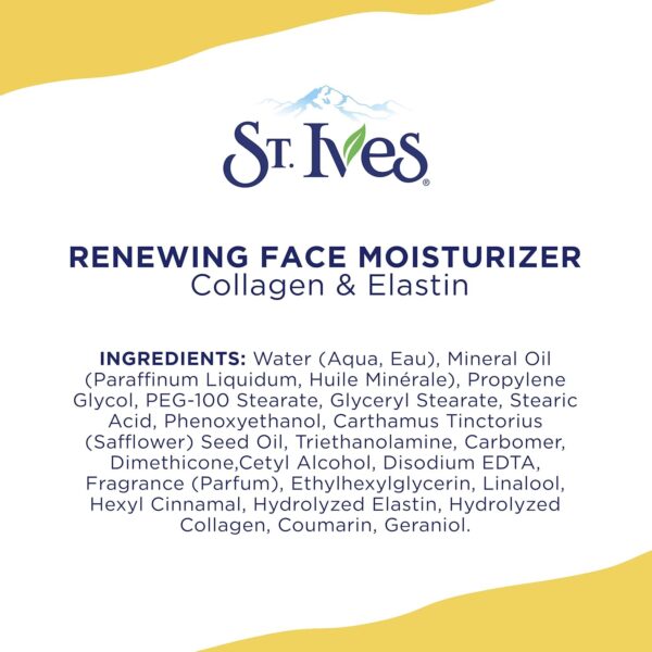 St. Ives Face Moisturizer Cream, Collagen and Elastin, Renewing Facial Moisturizer for Women, Paraben Free, Dermatologist Tested Daily Moisturizing for Dry Skin Cruelty Free, 10 oz, 4 Pack