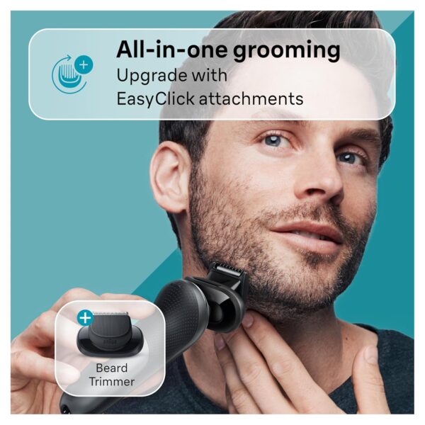 Braun Electric Shaver for Men, Series 7 7127cs, Wet & Dry Shave, Turbo & Gentle Shaving Modes, Waterproof Foil Shaver, Engineered in Germany, with Beard Trimmer, Charging Stand, Space Grey