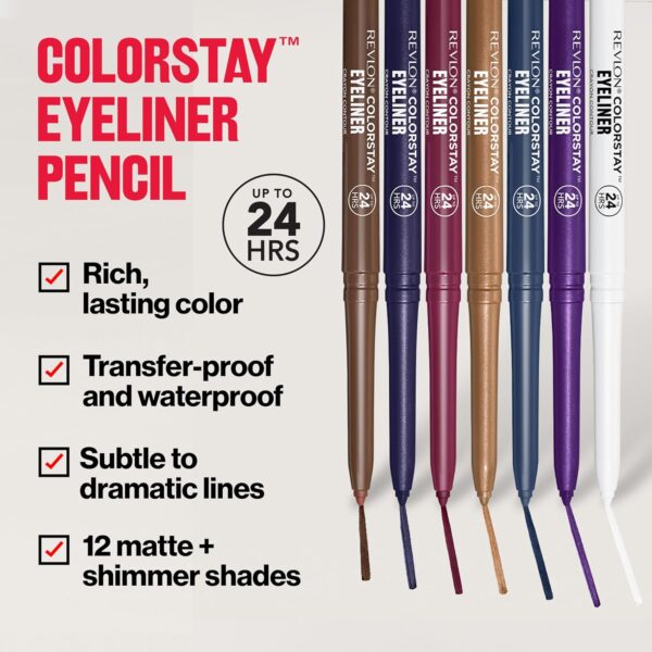 REVLON ColorStay Pencil Waterproof Eyeliner, Smudge-Proof, Eye Makeup with Built-In Sharpener, Packaging May Vary, 204 Charcoal, 0.01 oz
